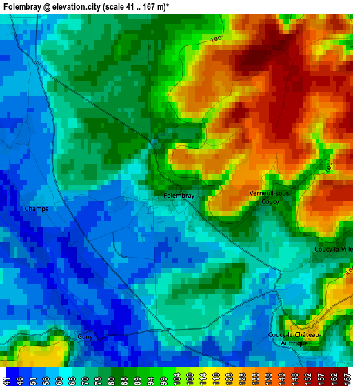 Folembray elevation map