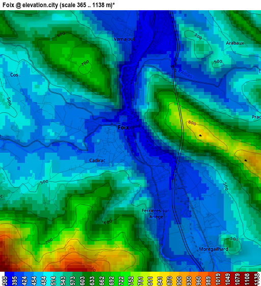 Foix elevation map