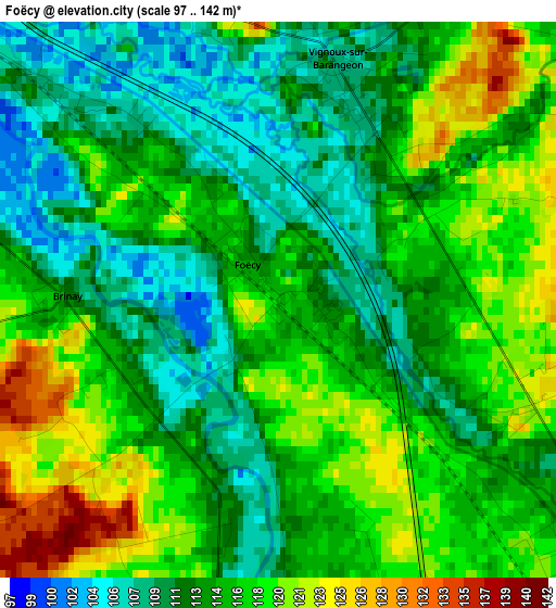 Foëcy elevation map