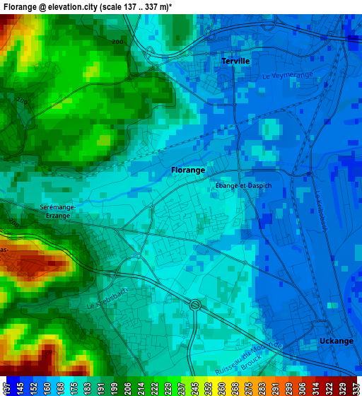 Florange elevation map