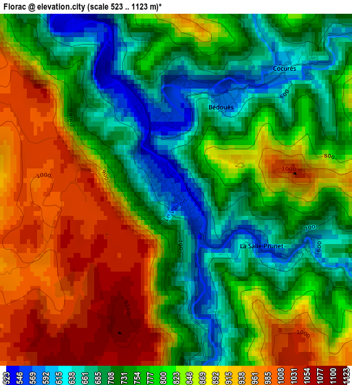 Florac elevation map