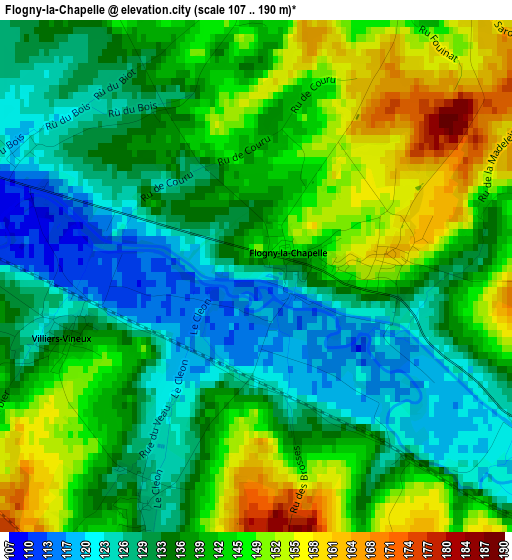 Flogny-la-Chapelle elevation map