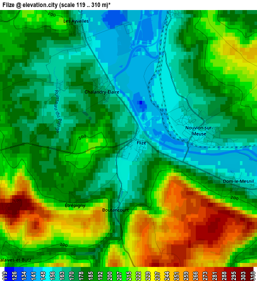 Flize elevation map