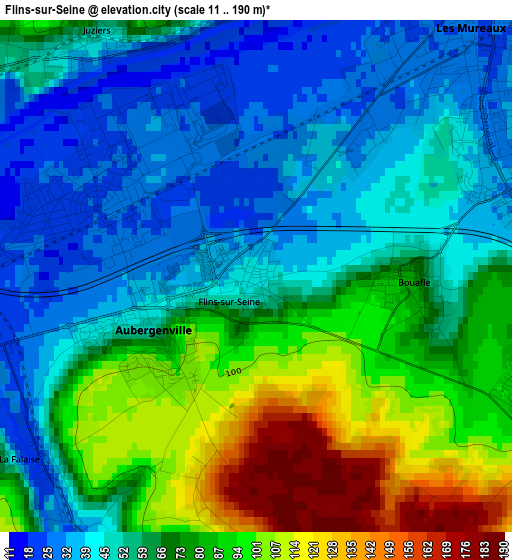 Flins-sur-Seine elevation map