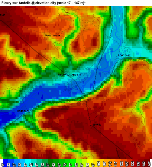 Fleury-sur-Andelle elevation map