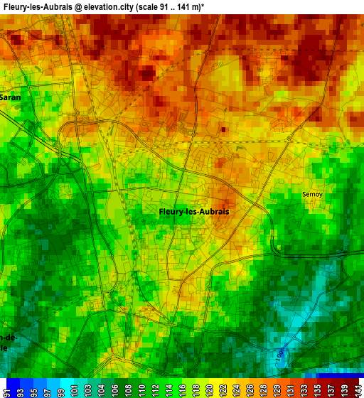 Fleury-les-Aubrais elevation map