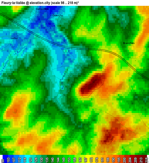 Fleury-la-Vallée elevation map