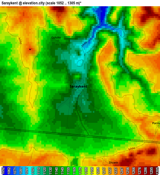 Saraykent elevation map