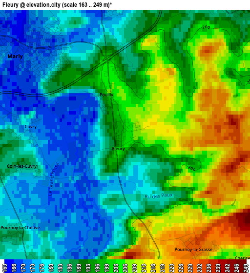 Fleury elevation map