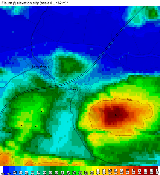 Fleury elevation map