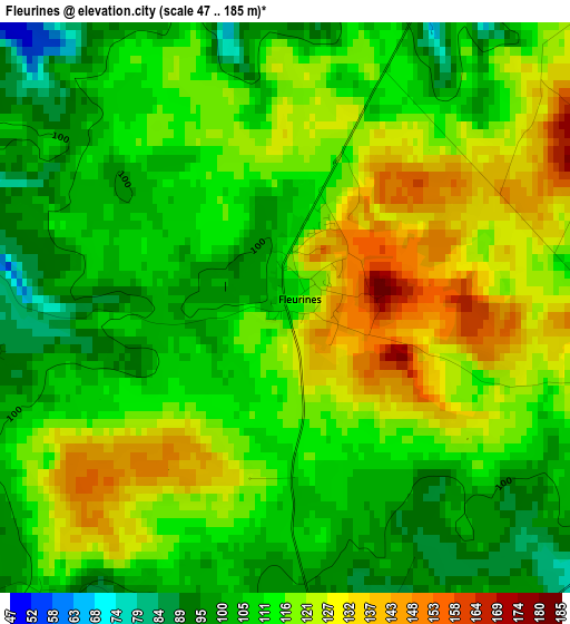 Fleurines elevation map