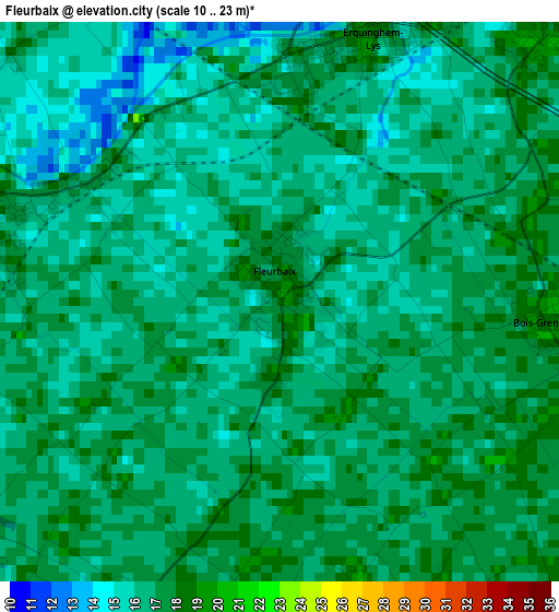 Fleurbaix elevation map