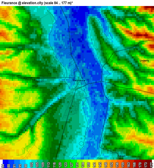 Fleurance elevation map