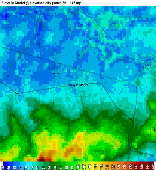 Flavy-le-Martel elevation map