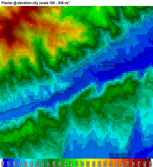 Flaviac elevation map