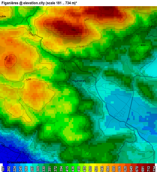 Figanières elevation map