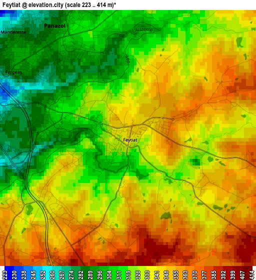 Feytiat elevation map