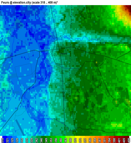 Feurs elevation map