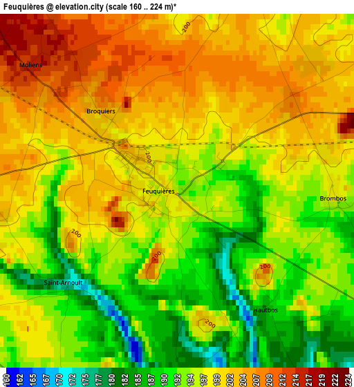 Feuquières elevation map