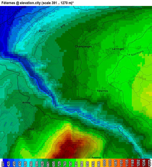 Féternes elevation map