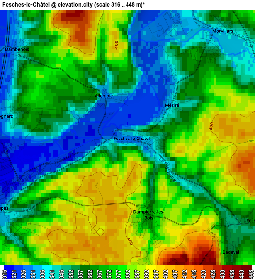 Fesches-le-Châtel elevation map