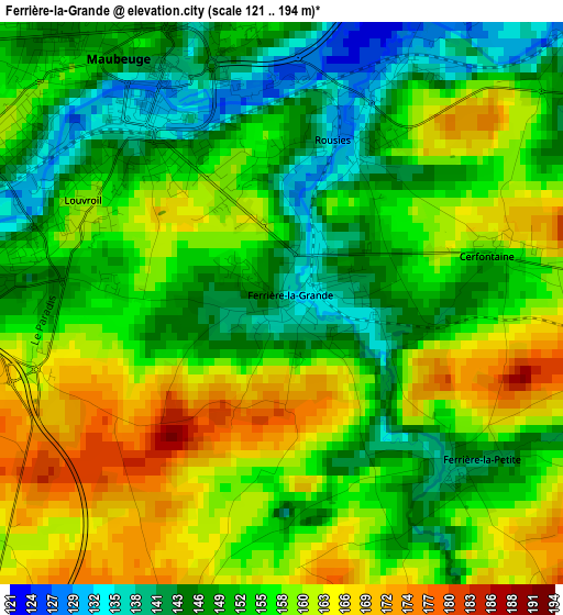 Ferrière-la-Grande elevation map