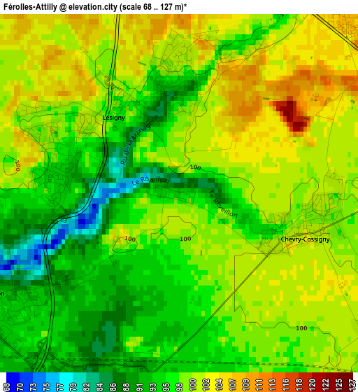 Férolles-Attilly elevation map