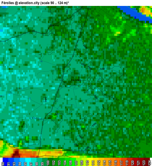 Férolles elevation map