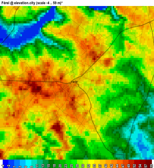 Férel elevation map