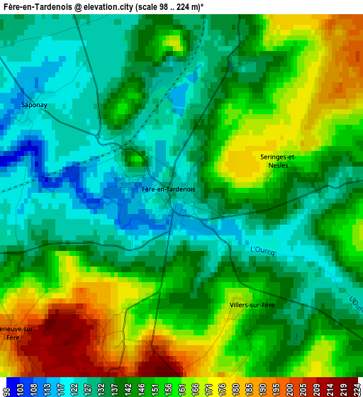 Fère-en-Tardenois elevation map