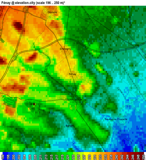 Fénay elevation map