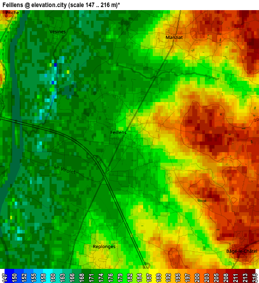 Feillens elevation map