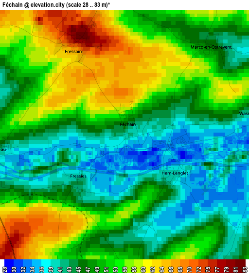 Féchain elevation map