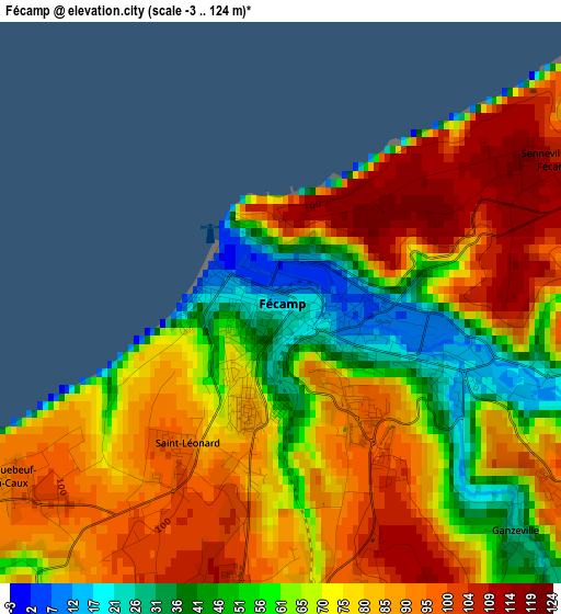 Fécamp elevation map