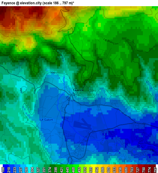 Fayence elevation map