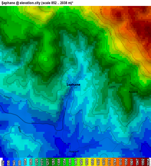 Şaphane elevation map