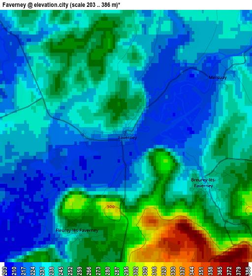 Faverney elevation map