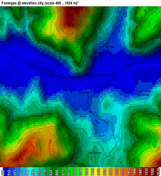 Faverges elevation map