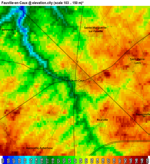 Fauville-en-Caux elevation map