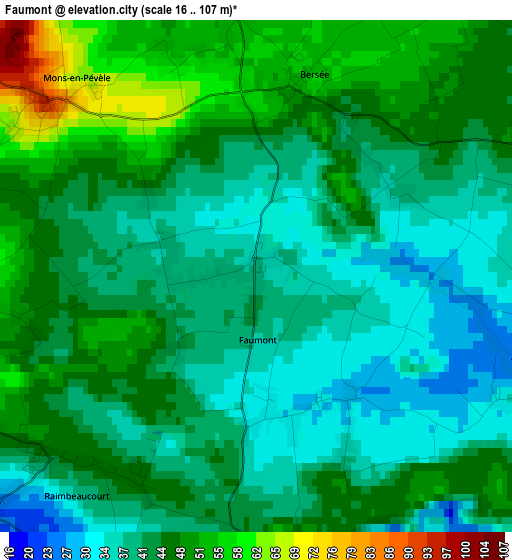 Faumont elevation map