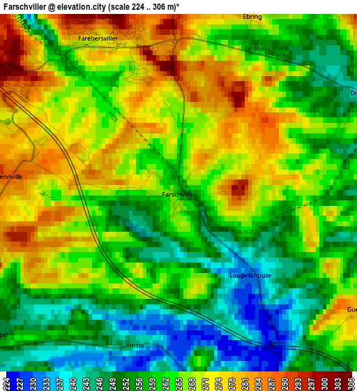 Farschviller elevation map