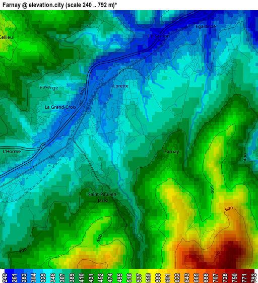 Farnay elevation map