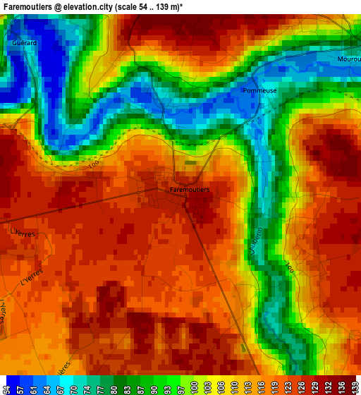 Faremoutiers elevation map