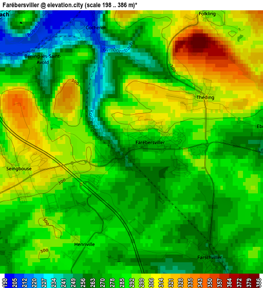 Farébersviller elevation map