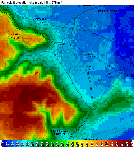 Fameck elevation map