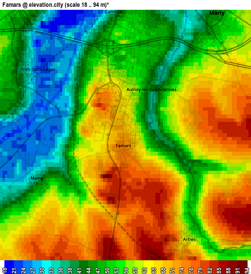 Famars elevation map