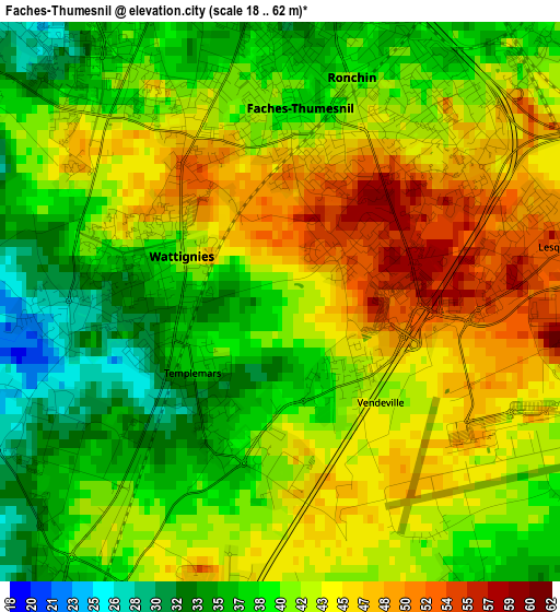 Faches-Thumesnil elevation map