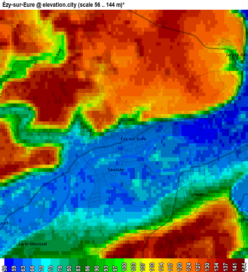 Ézy-sur-Eure elevation map