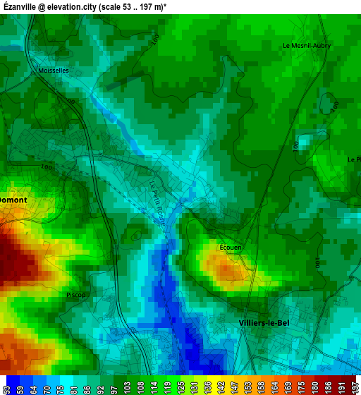 Ézanville elevation map