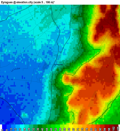 Eyragues elevation map